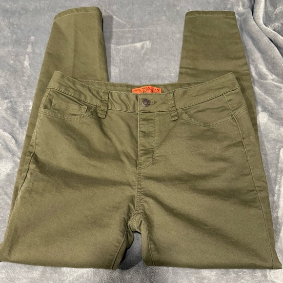 Wax Jean 5 Pocket Olive Green Skinny Pants - Picture 2 of 7
